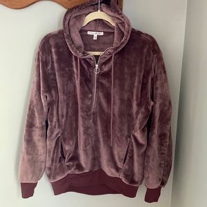 Express Oversized Velour 1/2 Zip Hoodie XS